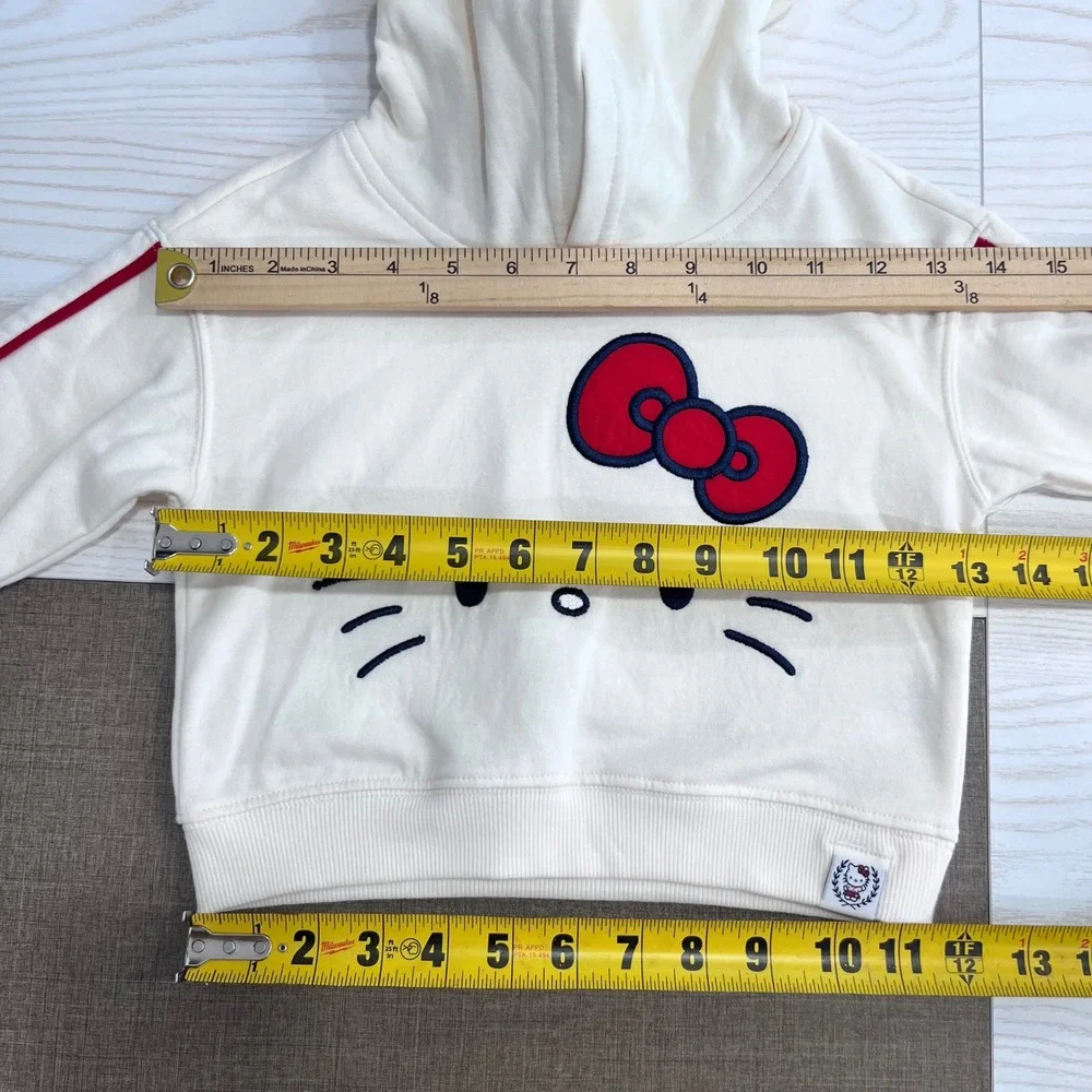 Hello Kitty Hoodie Kids 12M Ivory Sanrio Graphic Pullover Striped Winter Cozy - Picture 9 of 11